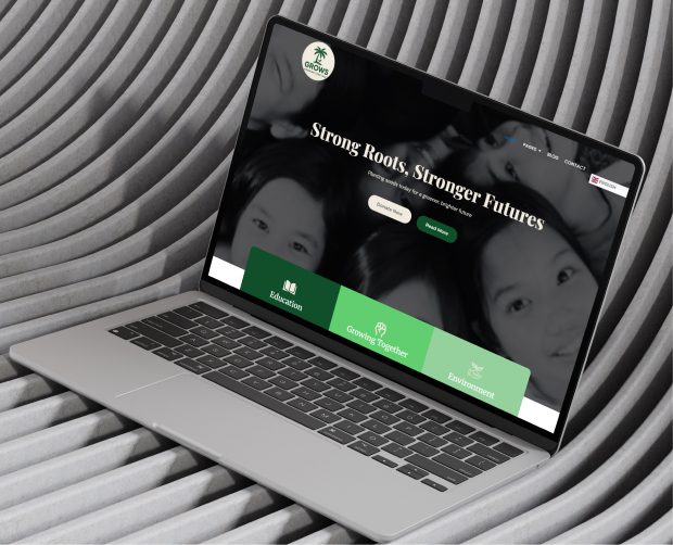 Strong Roots project on laptop