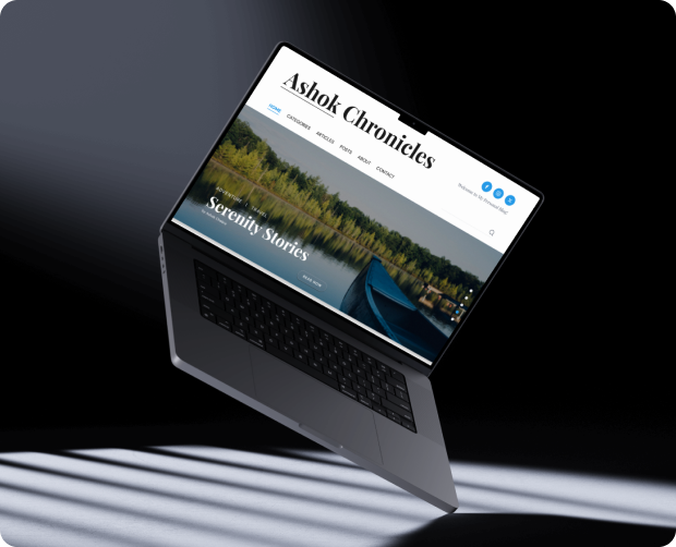 Author website project on laptop